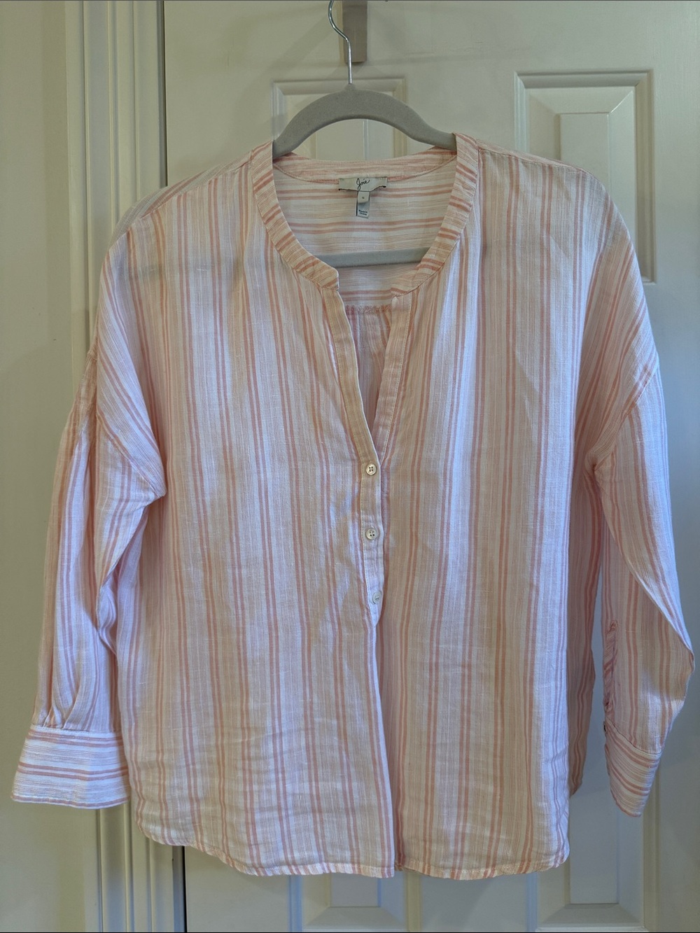 Joie Pink and White Striped Button-Down Blouse